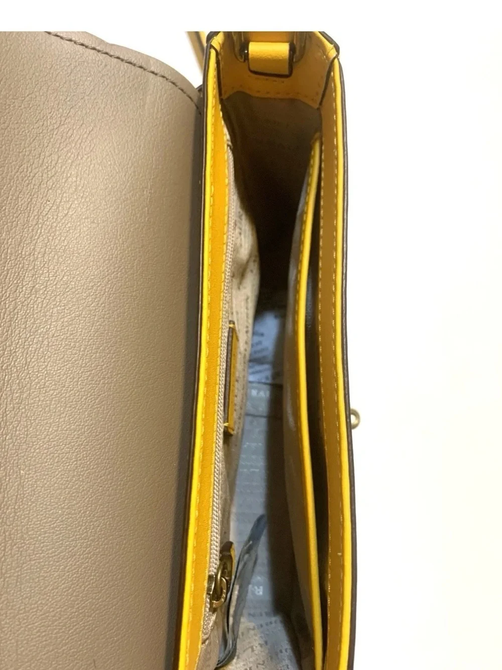 Ralph Lauren Yellow Leather Crossbody Bag with Turn-Lock Closure
